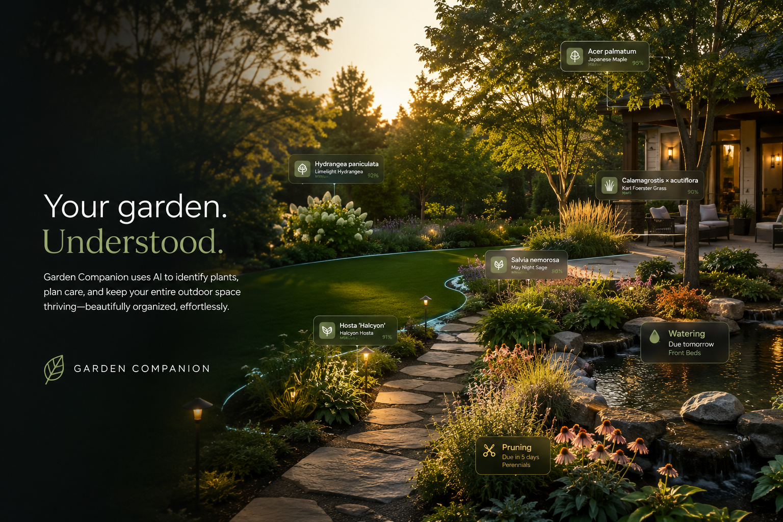 Garden Companion visual showing a garden as an organized outdoor space